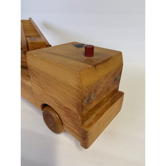Vintage handmade Wood Firetruck Engine Toy SIGNED DATED - Picture 15 of 16
